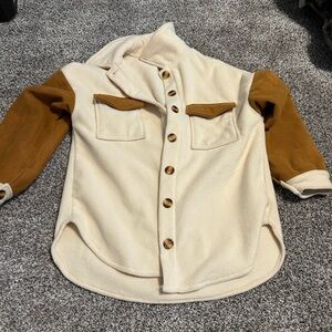 SHEIN Cream and Brown Utility Jacket Cozy Shacket Style